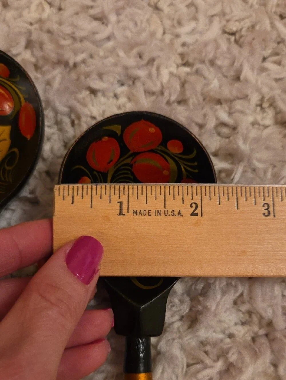 Khokhloma Hand-Painted Black and Gold Decorative Serving Spoons - Floral Design